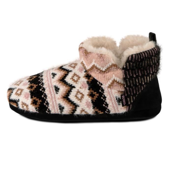 totes toasties® Ladies Patchwork Fairisle Short Boot Slippers Fairisle Extra Image 4